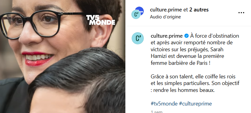 La Barbière de Paris alisa Sarah Hamizi sur Culture Prime